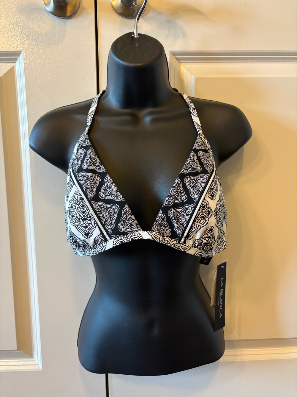 La Blanca Black and White Paisley Bikini Top
